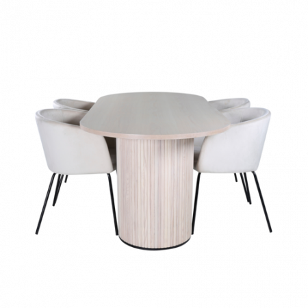 Bild på Matgrupp Bianca med 4 st matstolar Berit - Venture Home