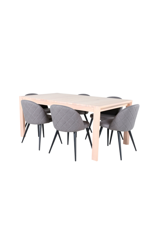 hom_1673168-02_Fs Bild på Matgrupp Slider med 6 st matstolar Velvet Stitches - Venture Home