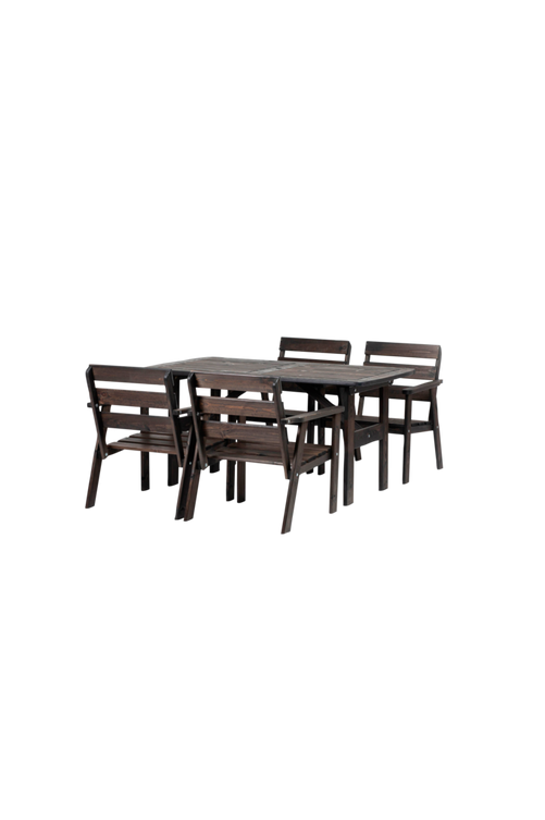 hom_1692918-01_Fs Bild på Utomhusmatgrupp bord och 4 stolar Honey - Wood Furniture