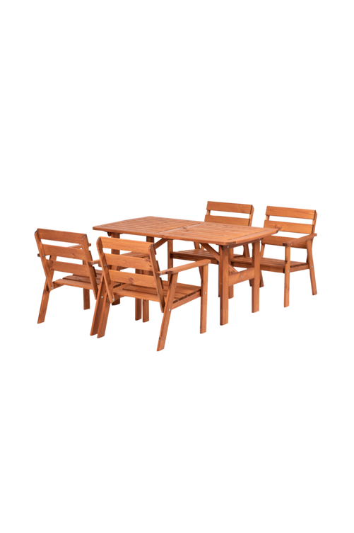 hom_1692918-03_Fs Bild på Utomhusmatgrupp bord och 4 stolar Honey - Wood Furniture