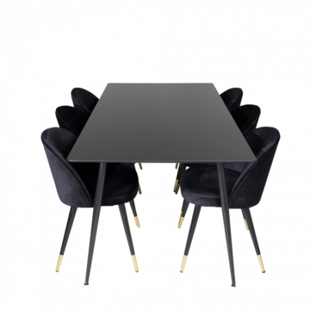 Bild på Matgrupp Silar med 6 st matstolar Velvet - Venture Home