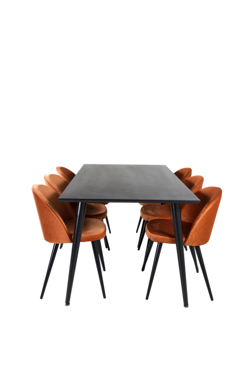 hom_1694982-01_Fs Bild på Matgrupp Dipp med 6 st matstolar Velvet - Venture Home