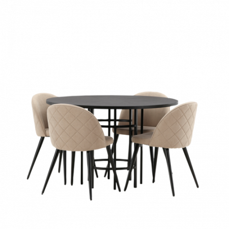 Bild på Matgrupp Copenhagen med 4st matstolar Velvet - Venture Home