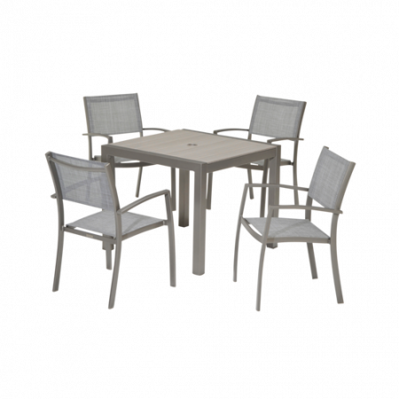 Bild på Set med bord 88 cm och 4 karmstolar SOLANA - LifestyleGarden