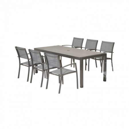 Bild på Set med bord 201 cm och 6 karmstolar SOLANA - LifestyleGarden