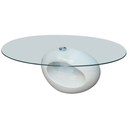Bild på vidaXL Soffbord med oval bordsskiva i glas högglans vit