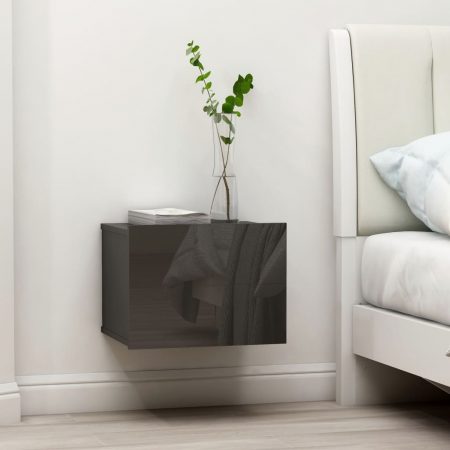 Bild på vidaXL Sängbord grå högglans 40x30x30 cm spånskiva