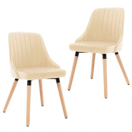 Bild på vidaXL Matstolar 2 st gräddvit sammet