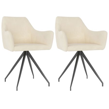 Bild på vidaXL Matstolar 2 st gräddvit sammet