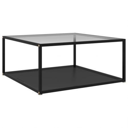 Bild på vidaXL Soffbord genomskinligt och svart 80x80x35 cm härdat glas