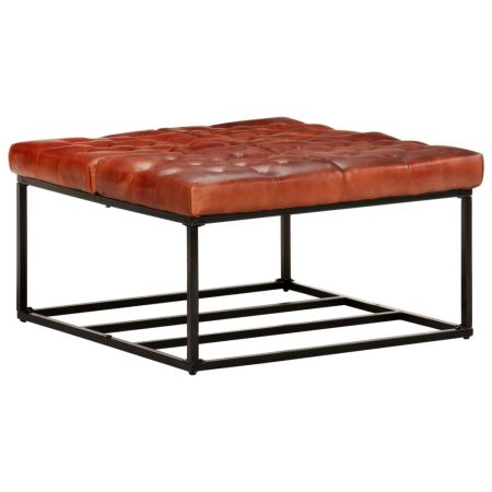 Bild på vidaXL Sittpuff mörkbrun 80x80x43 cm äkta skinn