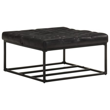 Bild på vidaXL Sittpuff svart 80x80x43 cm äkta skinn