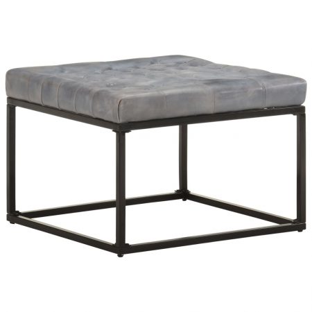 Bild på vidaXL Sittpuff grå 62x62x47 cm äkta skinn