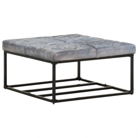 Bild på vidaXL Sittpuff grå 80x80x43 cm äkta skinn