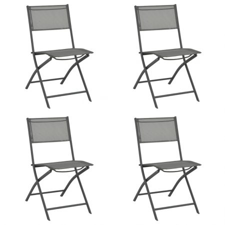 Bild på vidaXL Hopfällbara trädgårdsstolar 4 st grå stål och textilen