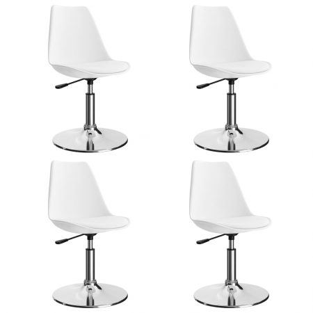 Bild på vidaXL Snurrbara matstolar 4 st vit konstläder