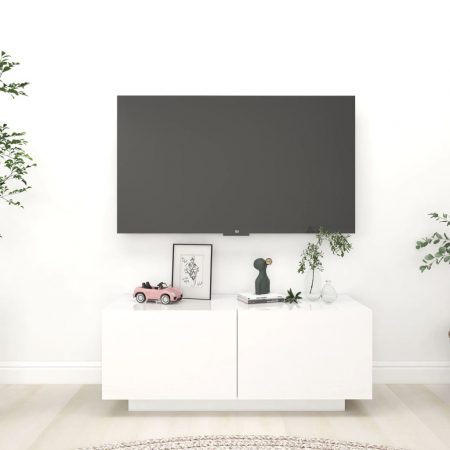 Bild på vidaXL TV-skåp vit högglans 100x35x40 cm spånskiva