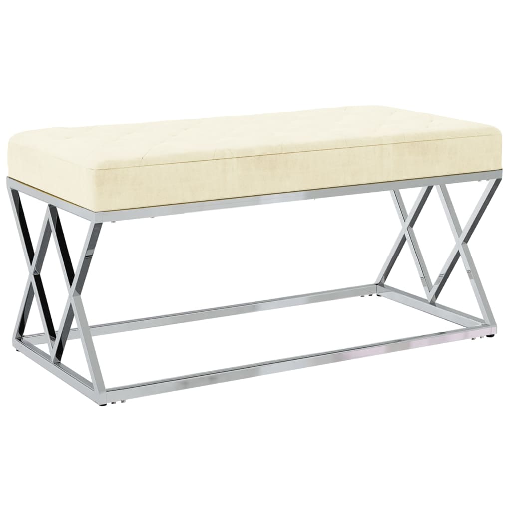 8720286340677_a_en_hd_1 Bild på vidaXL Bänk gräddvit sammet och rostfritt stål