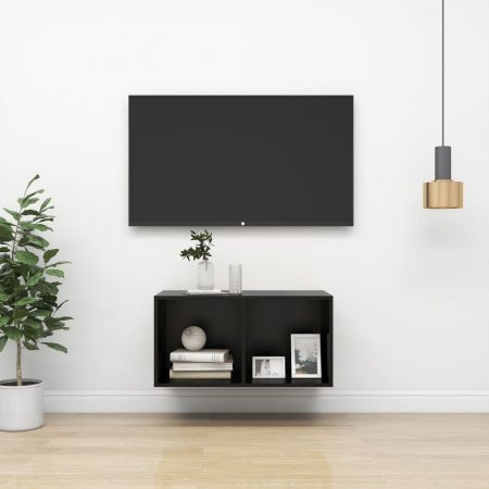Bild på vidaXL Väggmonterad tv-bänk svart 37x37x72 cm spånskiva