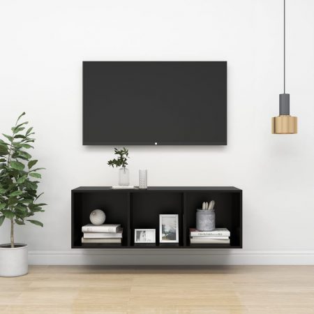 Bild på vidaXL Väggmonterad tv-bänk svart 37x37x107 cm spånskiva
