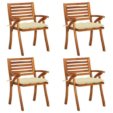 Bild på vidaXL Trädgårdsstolar med dynor 4 st massivt akaciaträ