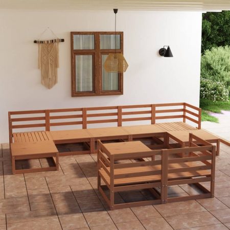 Bild på vidaXL Loungegrupp 10 delar honungbrun massiv furu