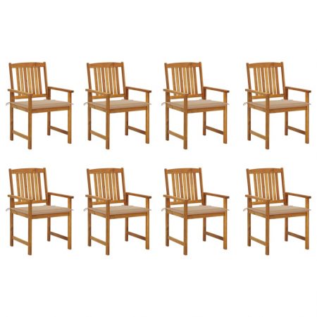Bild på vidaXL Trädgårdsstolar med dynor 8 st massivt akaciaträ