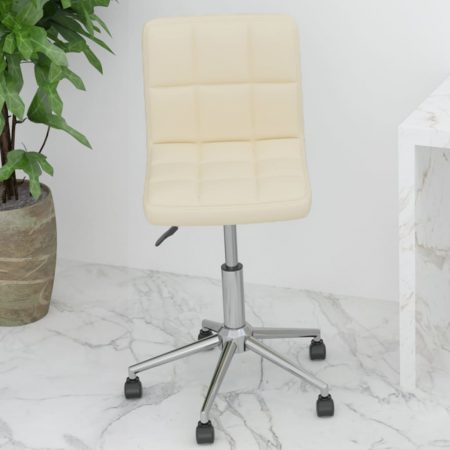 Bild på vidaXL Snurrbar kontorsstol gräddvit tyg