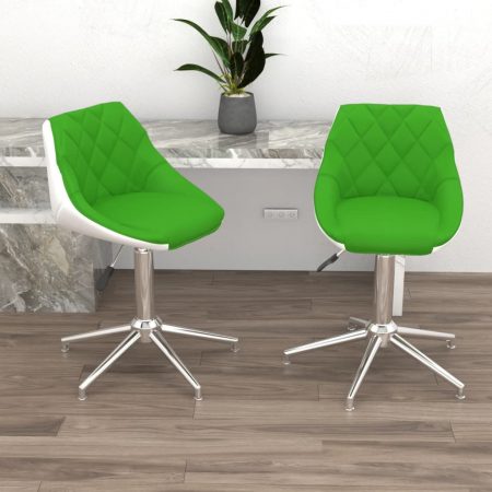 Bild på vidaXL Snurrbara matstolar 2 st grön och vit konstläder