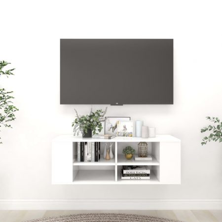 Bild på vidaXL Väggmonterad tv-bänk vit 102x35x35 cm konstruerat trä