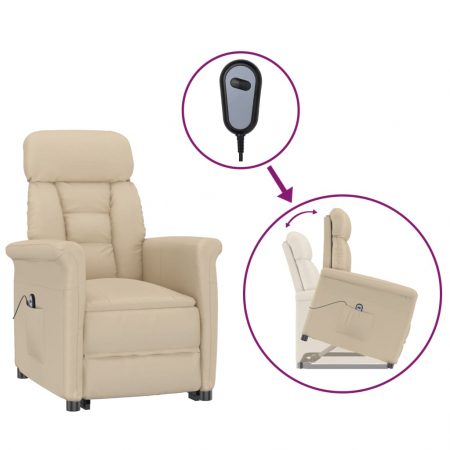 Bild på vidaXL Elektrisk reclinerfåtölj gräddvit konstmocka