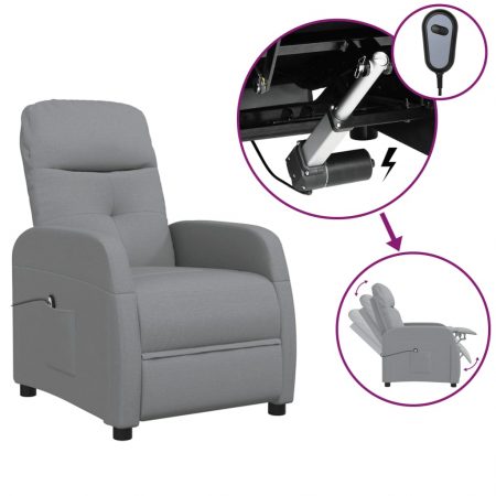 Bild på vidaXL Elektrisk reclinerfåtölj ljusgrå tyg