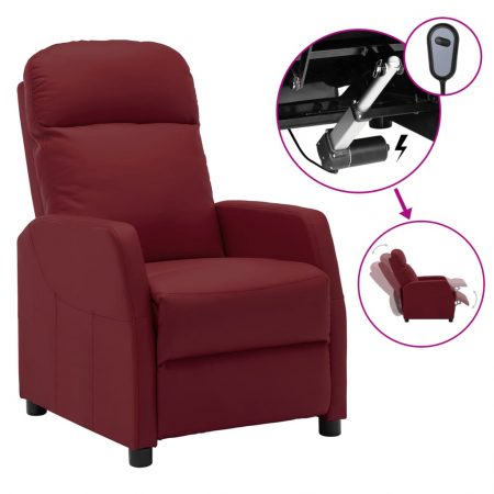 Bild på vidaXL Elektrisk reclinerfåtölj vinröd konstläder