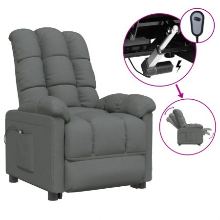 Bild på vidaXL Elektrisk reclinerfåtölj mörkgrå tyg