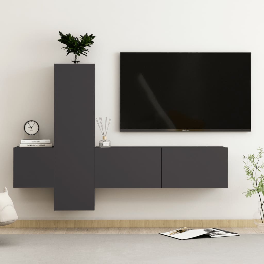 8720286571590_m_en_hd_1 Bild på vidaXL TV-skåp 3 delar grå spånskiva