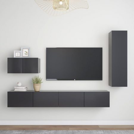 Bild på vidaXL TV-skåp 4 delar grå spånskiva
