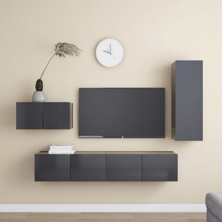 Bild på vidaXL TV-skåp 4 delar grå spånskiva