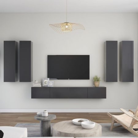 Bild på vidaXL TV-skåp 6 delar grå spånskiva
