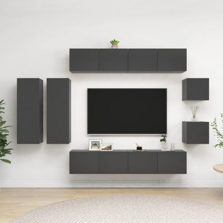 Bild på vidaXL TV-skåp 8 delar grå spånskiva