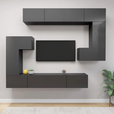 Bild på vidaXL TV-skåp 8 delar grå spånskiva