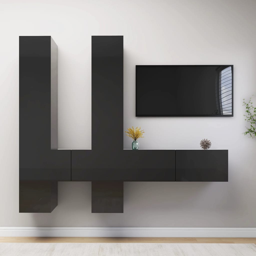 8720286578520_m_en_hd_1 Bild på vidaXL TV-skåp 6 delar grå högglans spånskiva