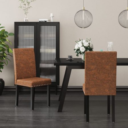 Bild på vidaXL Matstolar 2 st brun tyg