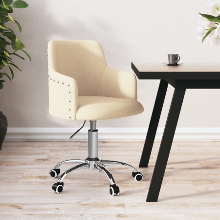 Bild på vidaXL Snurrbar kontorsstol gräddvit tyg