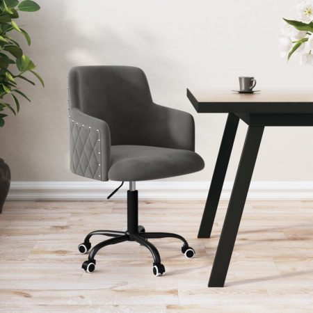 Bild på vidaXL Snurrbar kontorsstol mörkgrå sammet