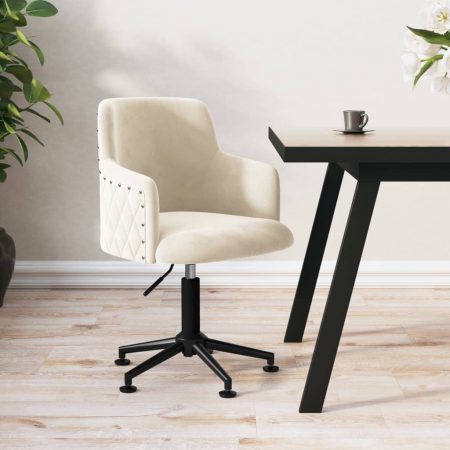 Bild på vidaXL Snurrbar kontorsstol gräddvit sammet