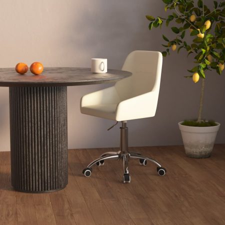 Bild på vidaXL Snurrbar kontorsstol gräddvit tyg