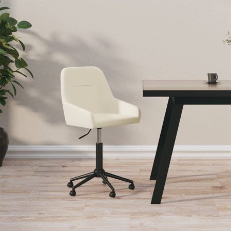 Bild på vidaXL Snurrbar kontorsstol gräddvit sammet