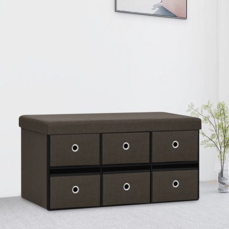 Bild på vidaXL Hopfällbar förvaringsbänk mörkbrun 76x38x38 cm konstlinne