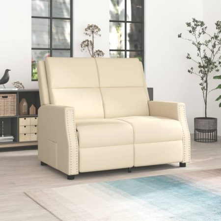Bild på vidaXL Reclinerfåtölj 2-sits gräddvit konstläder