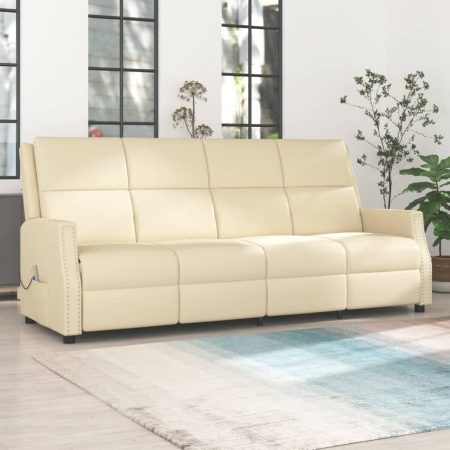 Bild på vidaXL 4-sits massagefåtölj gräddvit konstläder